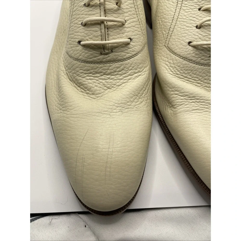 Barrett Ivory‎ Soft Pebbled Leather Lace Up Oxford Dress Shoes Men's Size 7.5 UK
